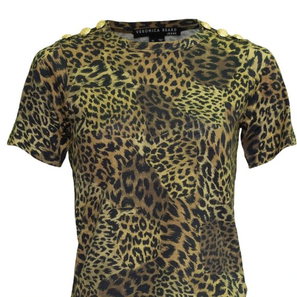 Veronica Beard Carla Crew Neck T-Shirt-Leopard - Picture 7 of 7